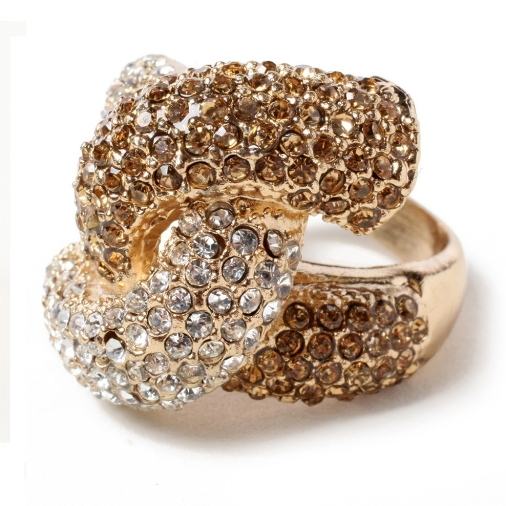 Amrita Singh Gold Crystal Rhonda Cocktail Ring 6
